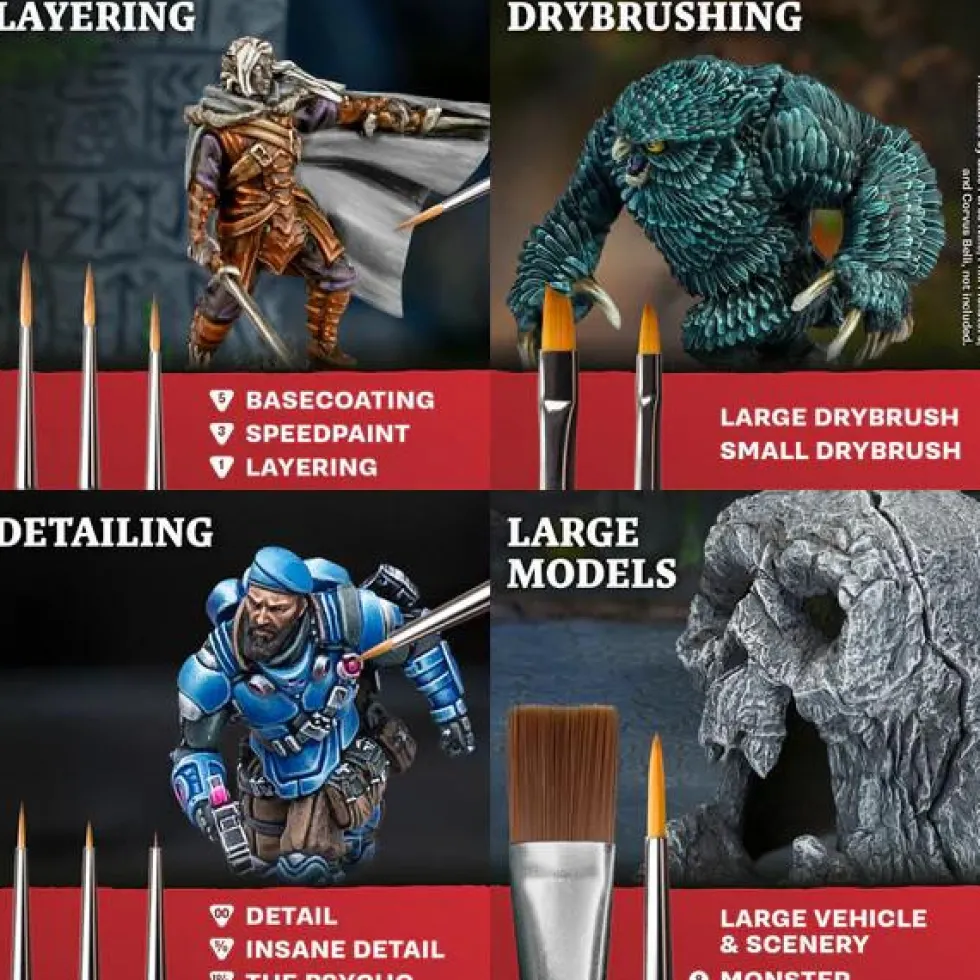 Army Painter Mega Brush Set - 10 High Quality Brushes