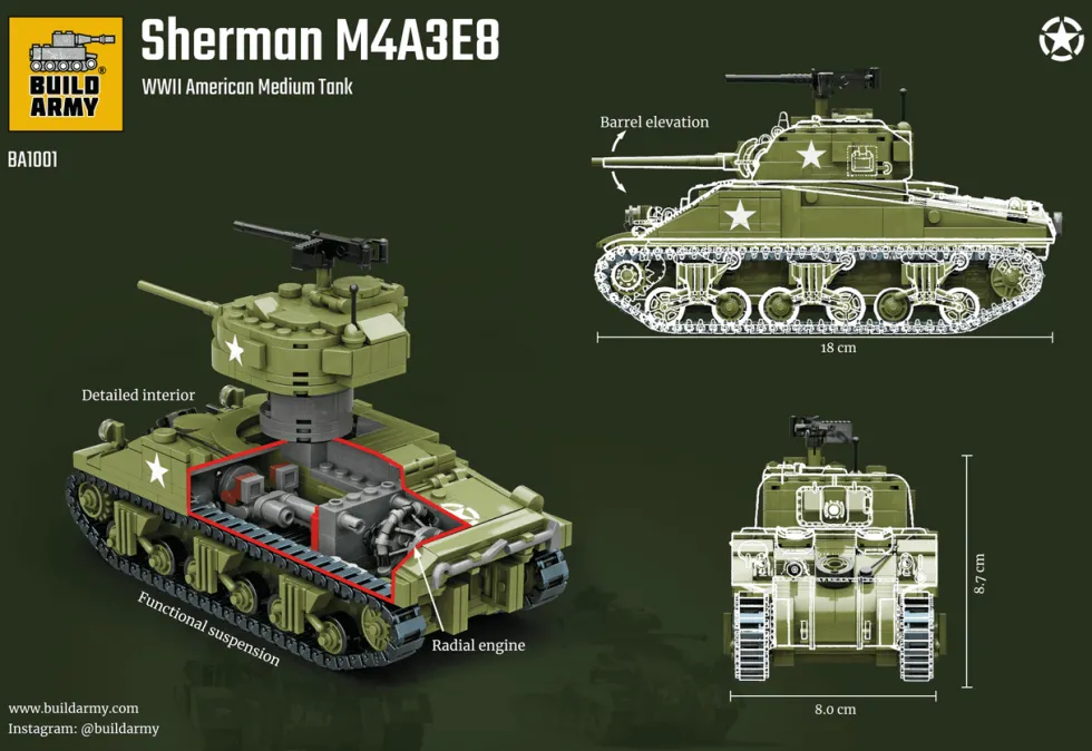 Build Army 1/33 M4 Sherman Medium Tank