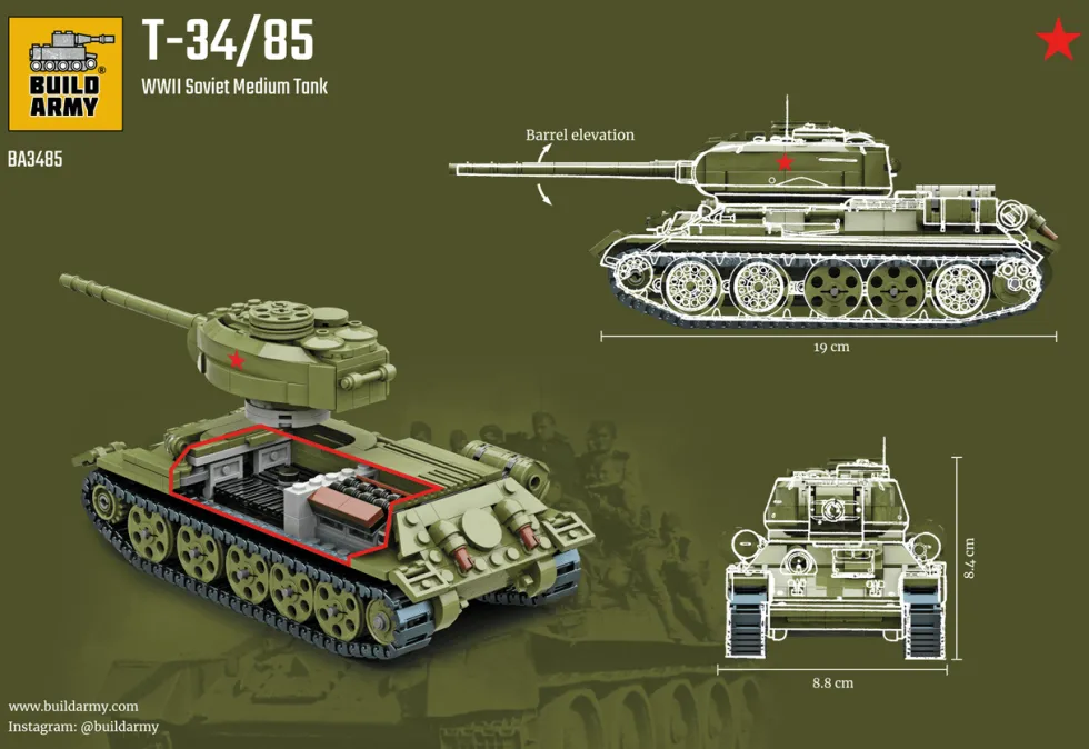 Build Army 1/33 T-34/85 Medium Tank