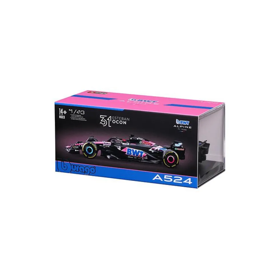 Burago 1/43 BWT Alpine A524 F1 2024 #31 Esteban Ocon With Helmet