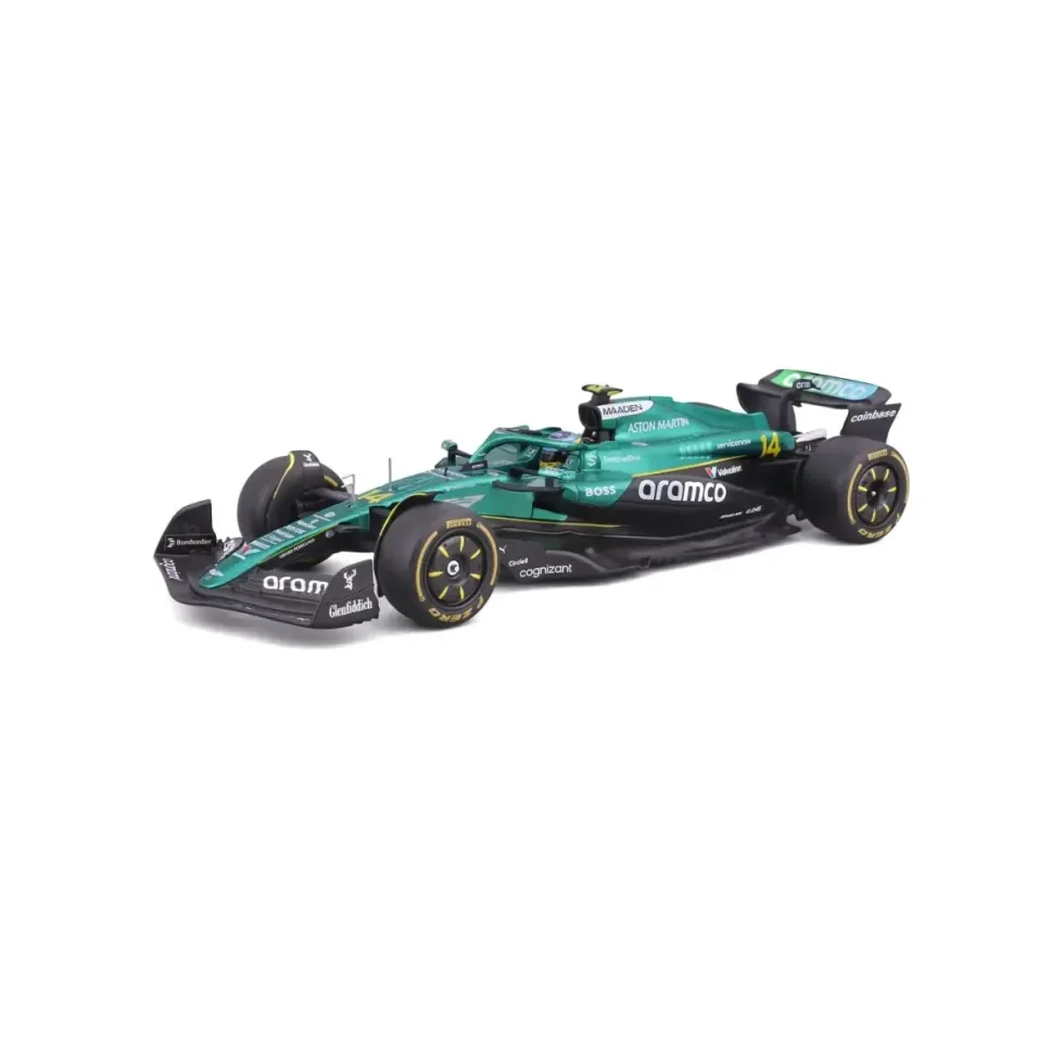 Burago 1/24 F1 Aston Martin AMR24 with Driver Helmet - Fernando Alonso Diecast Model