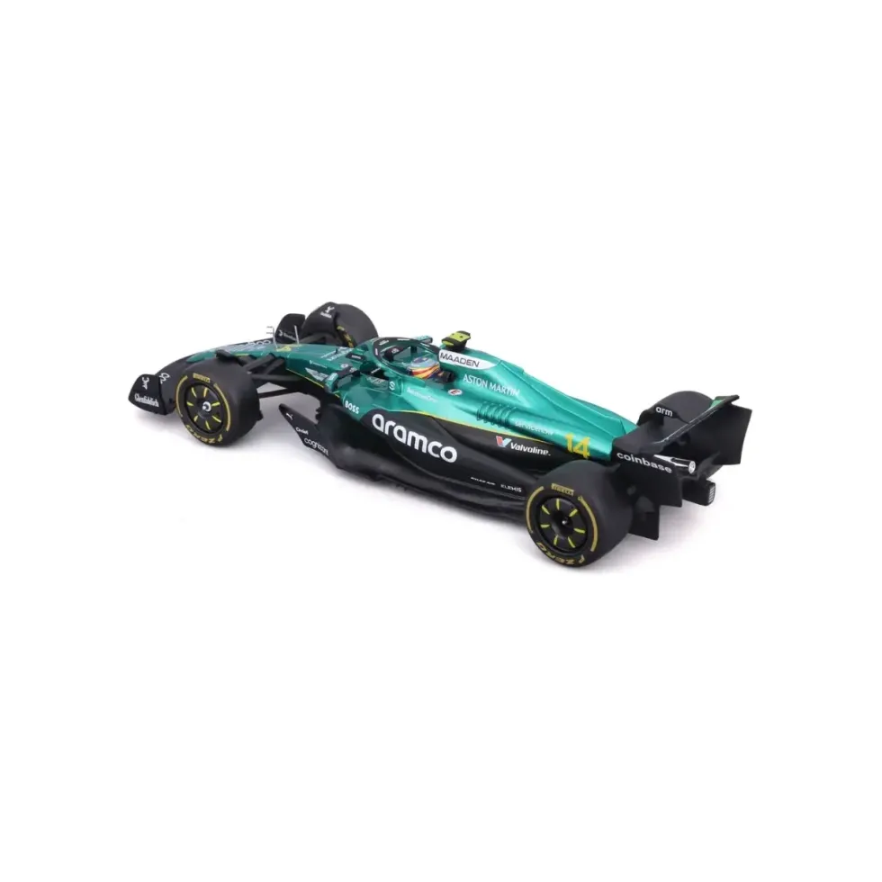 Burago 1/24 F1 Aston Martin AMR24 with Driver Helmet - Fernando Alonso Diecast Model