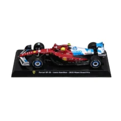 Burago 1/24 F1 Ferrari SF-25 Miami GP 2025 with Driver Helmet - Lewis Hamilton Diecast Model