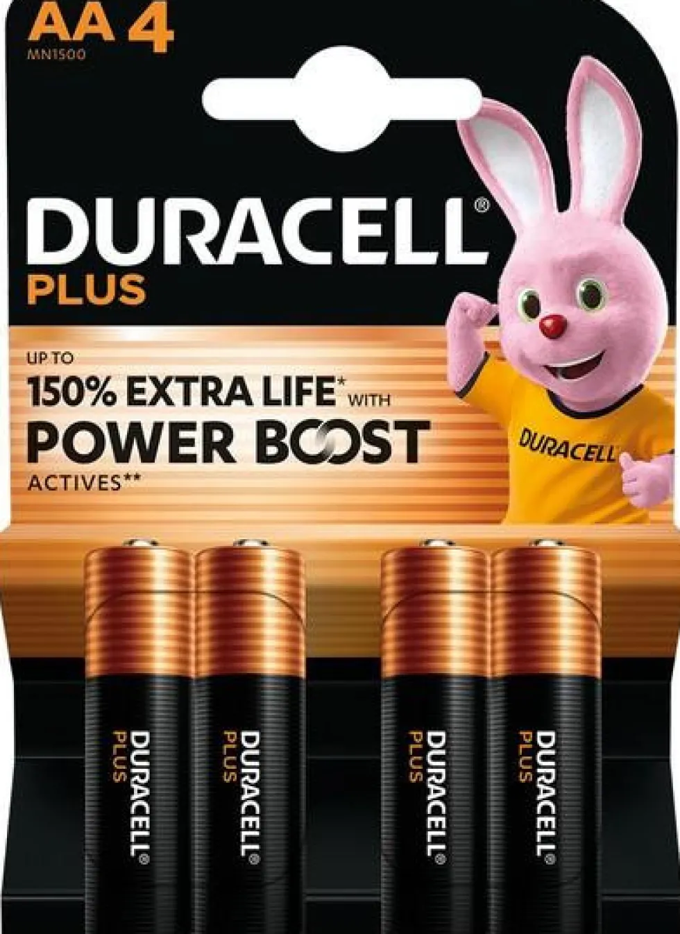 Duracell Plus AA LR06 Alkaline Batteries (4 Pack)