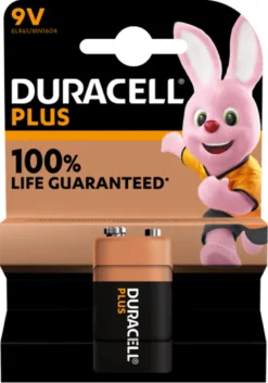 Duracell Plus 9V 6LR61 Alkaline Battery (1 Pack)