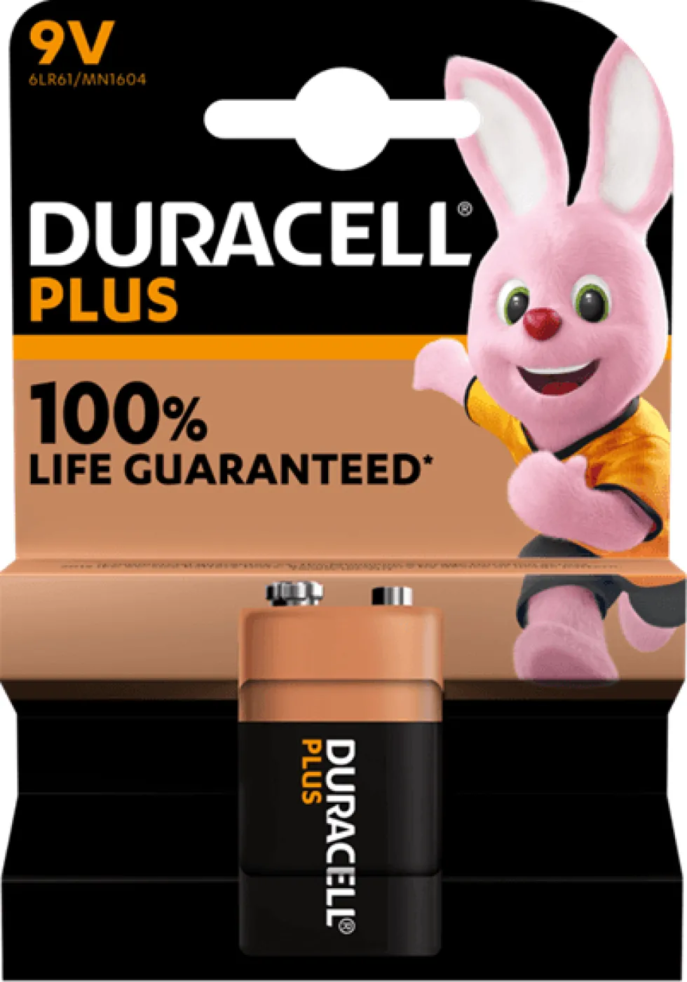 Duracell Plus 9V 6LR61 Alkaline Battery (1 Pack)