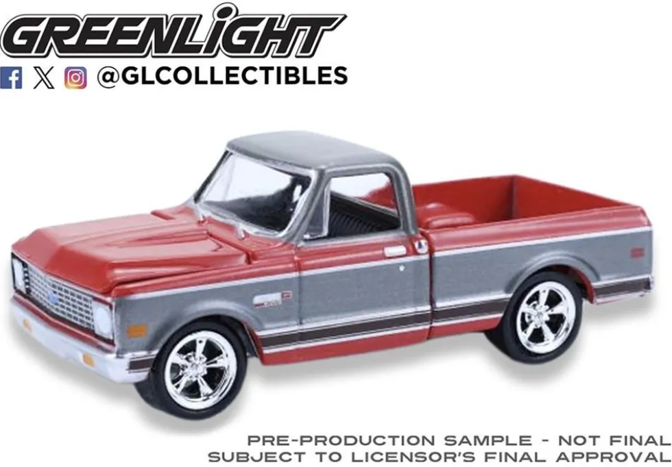 Greenlight 1/64 Chevy Cheyenne C10 Short Bed 1972 - Ruby Red And Gunmetal Grey