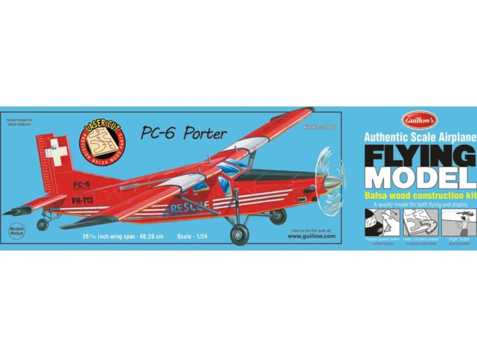 Guillow 1/24 PC-6 Porter Wooden Model Kit