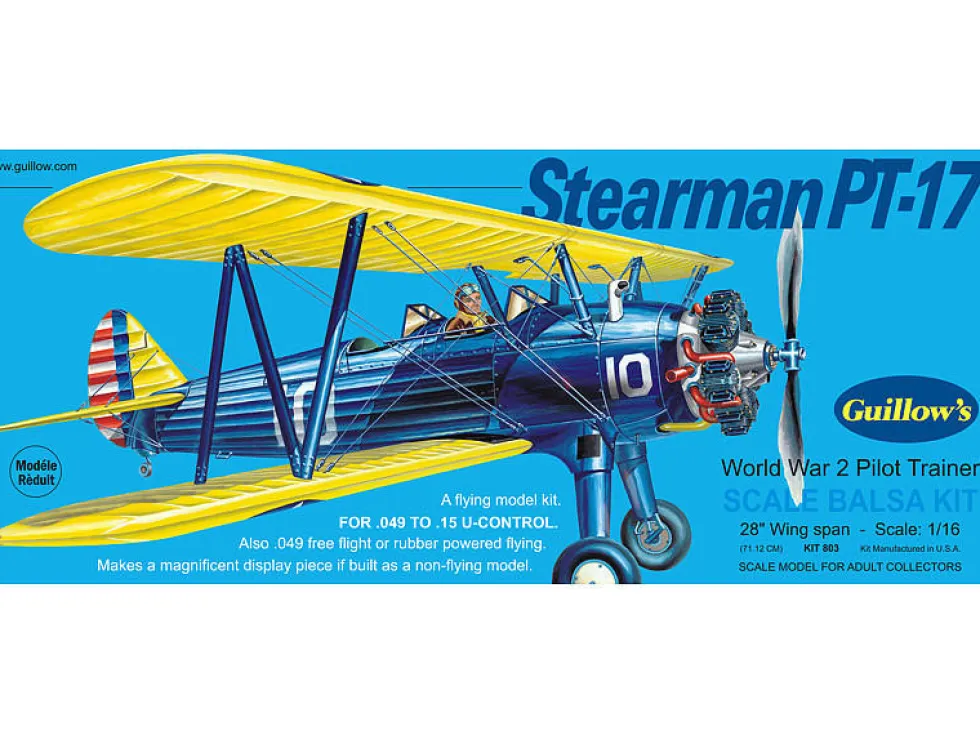 Guillow 1/16 Stearman PT-17 Balsa Model Kit