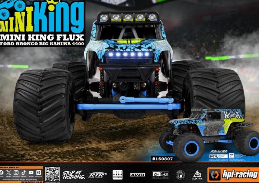 HPI Racing 1/18 Mini King FLUX Ford Bronco 'Big Kahuna' 4400 RTR 2.4Ghz Remote Control Monster Truck