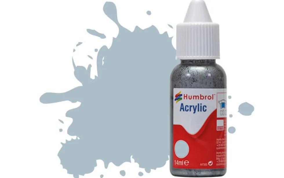 Humbrol 127 14ml Acrylic Satin US Ghost Grey Paint Dropper Bottle