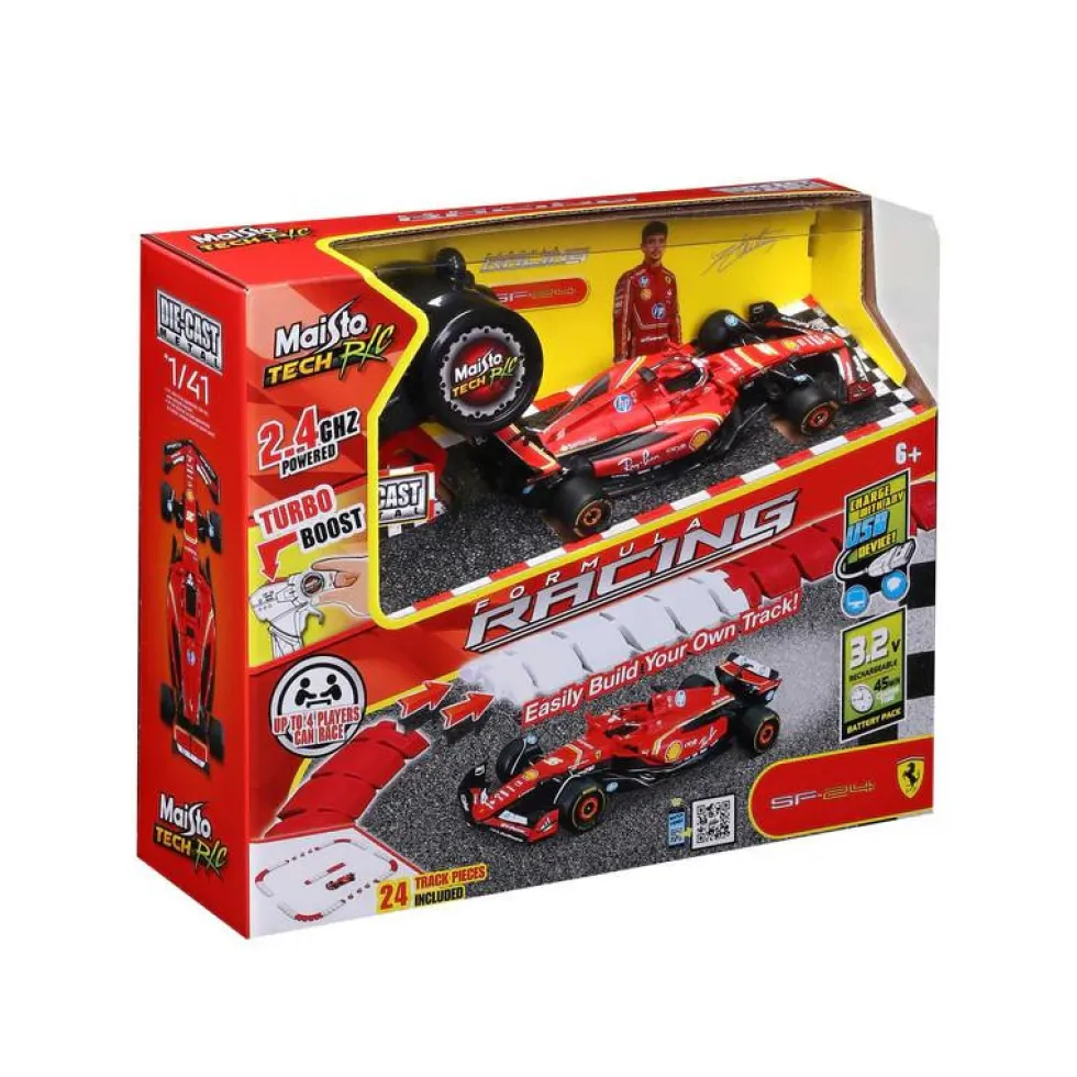 Maisto 1/41 Mini Metal Diecast RC F1 Racing Track And Ferrari 2024 Leclerc