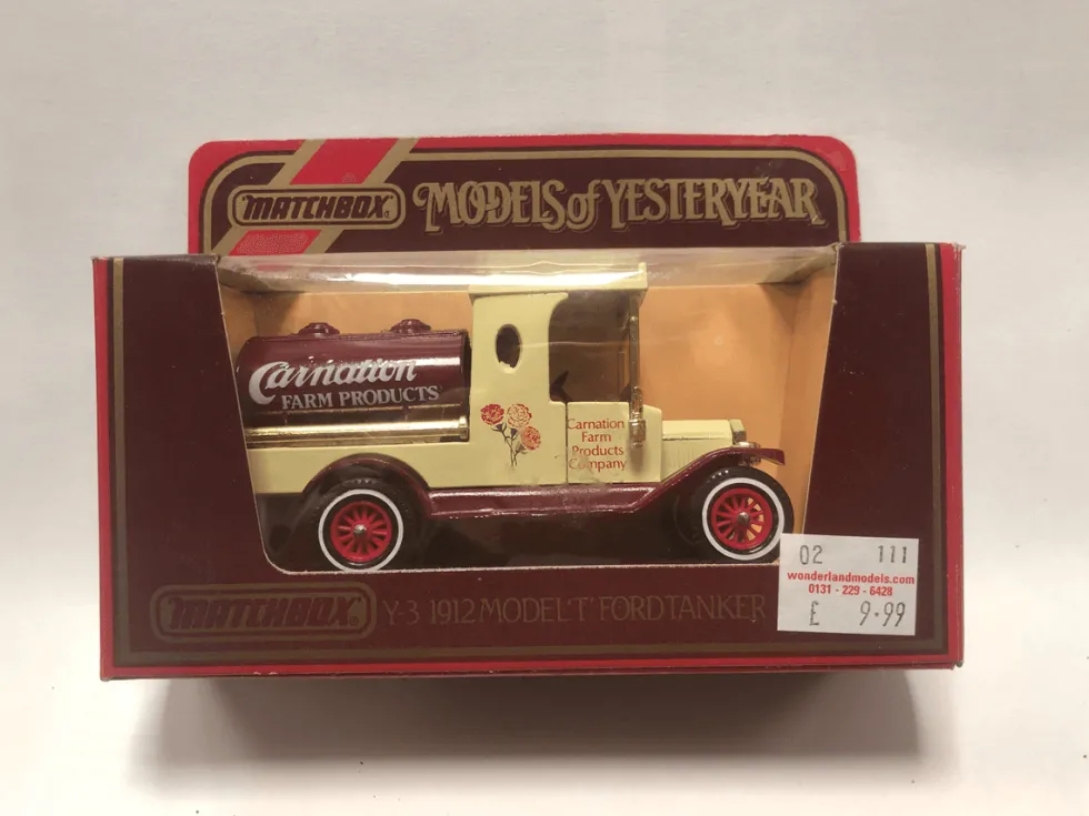 Matchbox Models of Yesteryear 1/35 1912 Ford Model T Carnation Farm Products Tanker Truck (Y-3) Diecast Model
