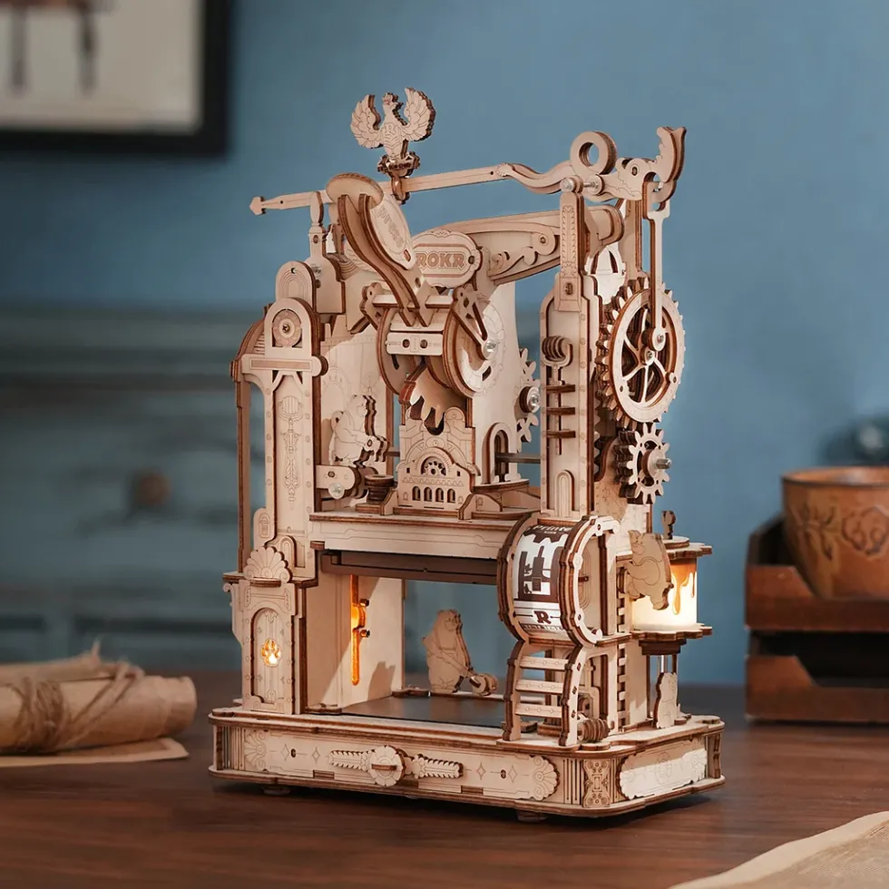 Rokr Classic Printing Press Wooden 3D Puzzle Model Kit
