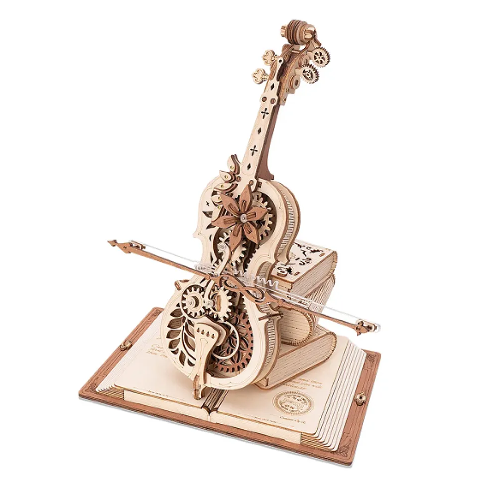 Rokr Magic Cello Mechanical Music Box 3D Wooden Model Kit