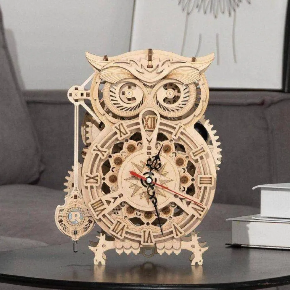 Rokr Owl Clock 3D Wooden Kit