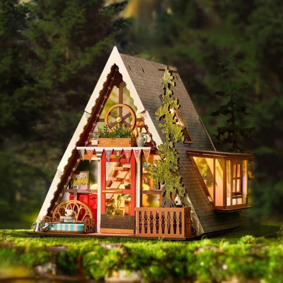 Rolife Miniature House A-Frame Cabin Diorama Kit