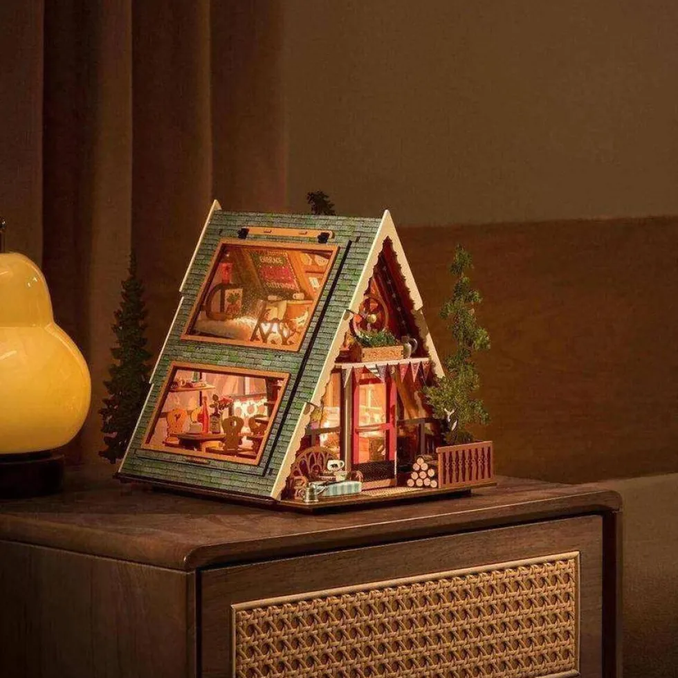 Rolife Miniature House A-Frame Cabin Diorama Kit
