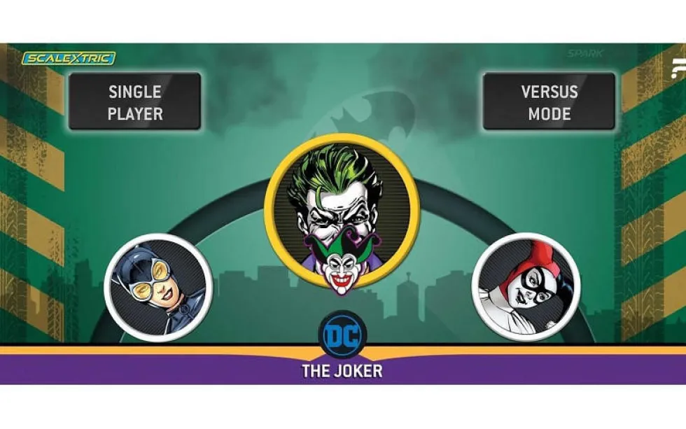 Scalextric Spark Plug Batman vs Joker Slot Car Set