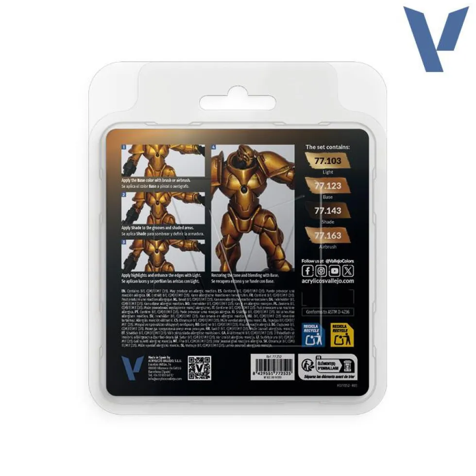 Vallejo True Metalllic Metal TMM Paint Set - Imperial Gold