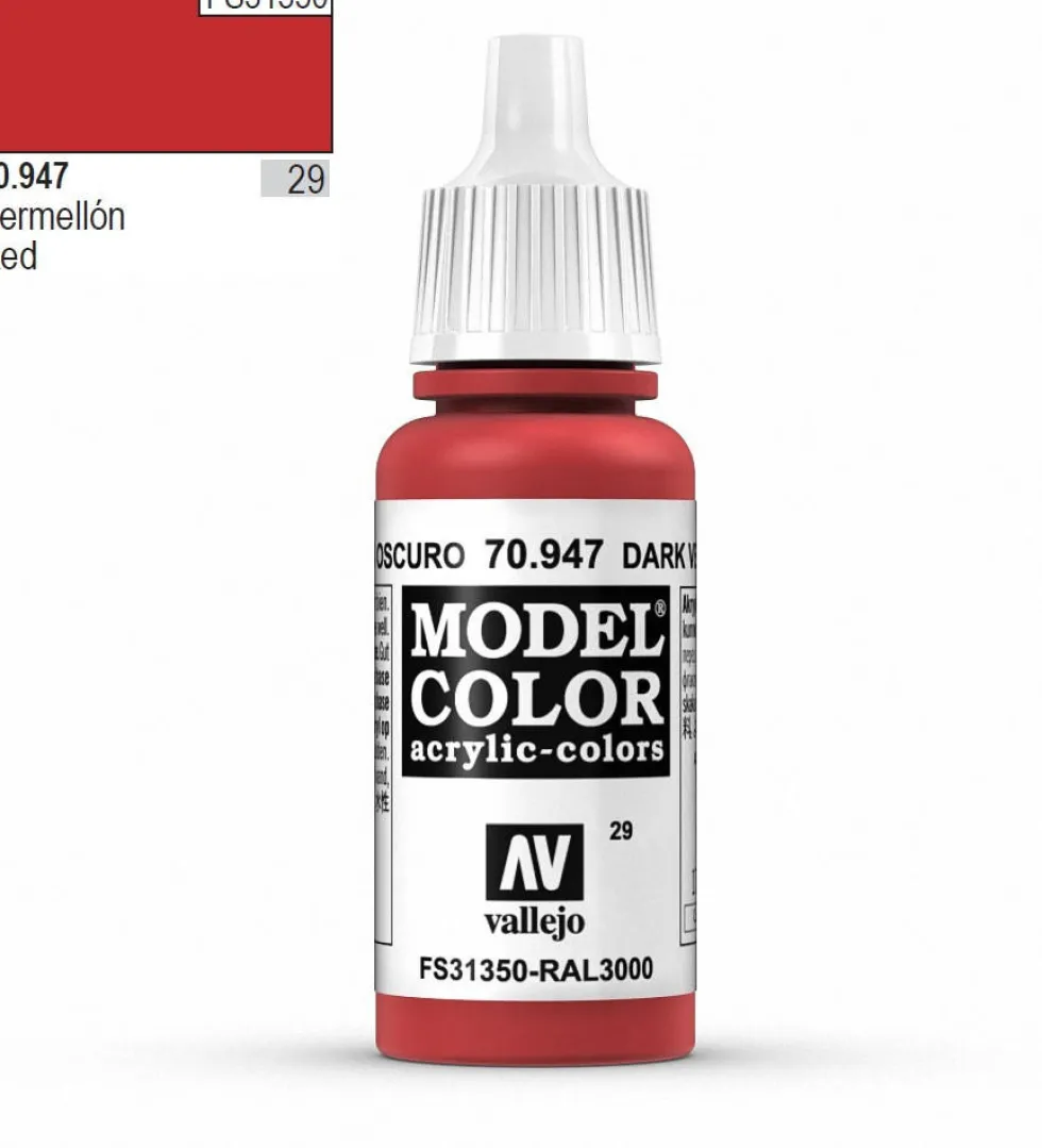Vallejo Model Color 947 17ml Dark Vermilion Matt Acrylic Paint