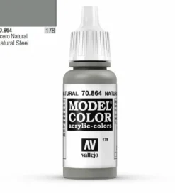 Vallejo Model Color 864 17ml Natural Steel Metallic Acrylic