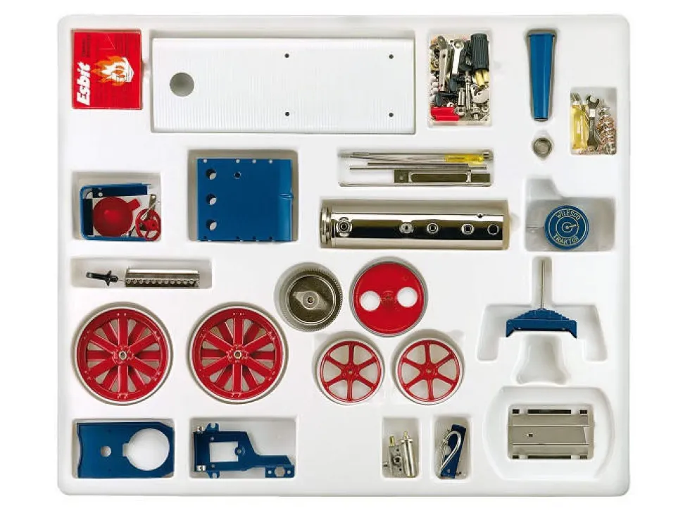 Wilesco D415 Live Steam Traction Engine Kit Red and Blue
